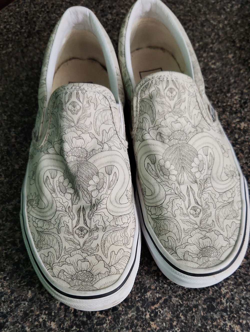 Vans Dessert Skulks Floral Snakes Skulks Print Marshmellow White Size 9.5